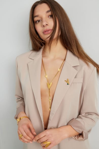 Collana lunga con cuori dappertutto - Colore oro h5 Immagine4